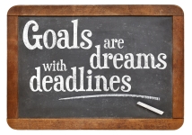 Goals are dreams with deadlines - motivational phrase on a vinta